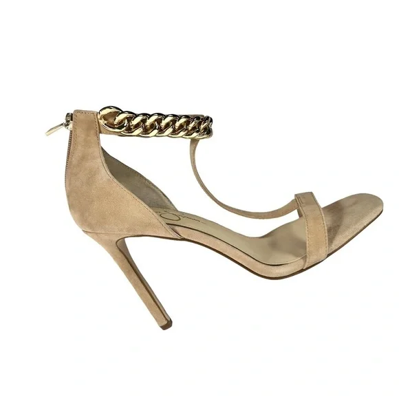 Jessica Simpson Almond Omesa Golden Chain T-Strap Heels – Women’s 10M (4” Heel) - Picture 8 of 10